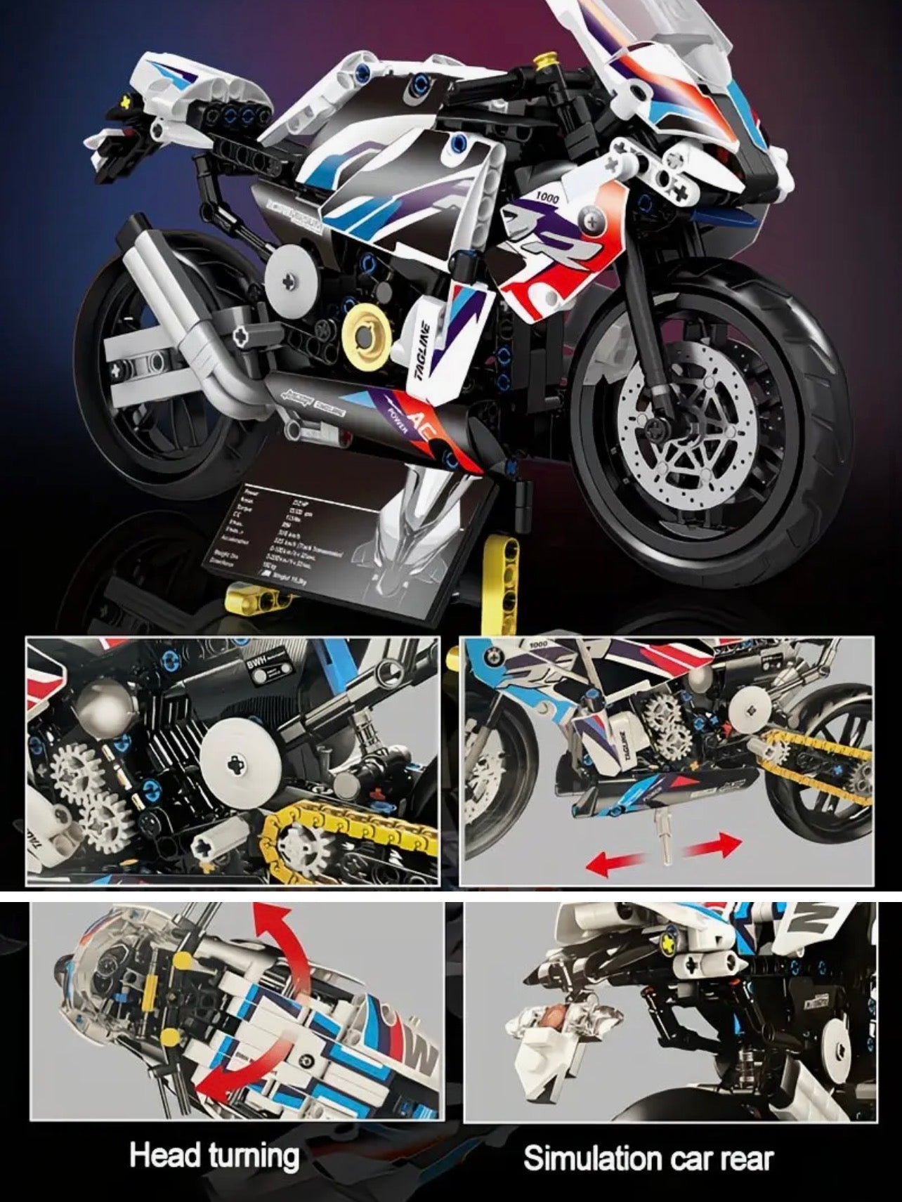 Sport Racing Motorcycle Building Blocks Set – 1000+ Pieces