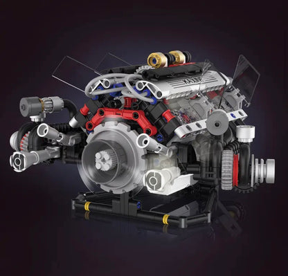 V8 Engine with Electric Motor Building Block Kit