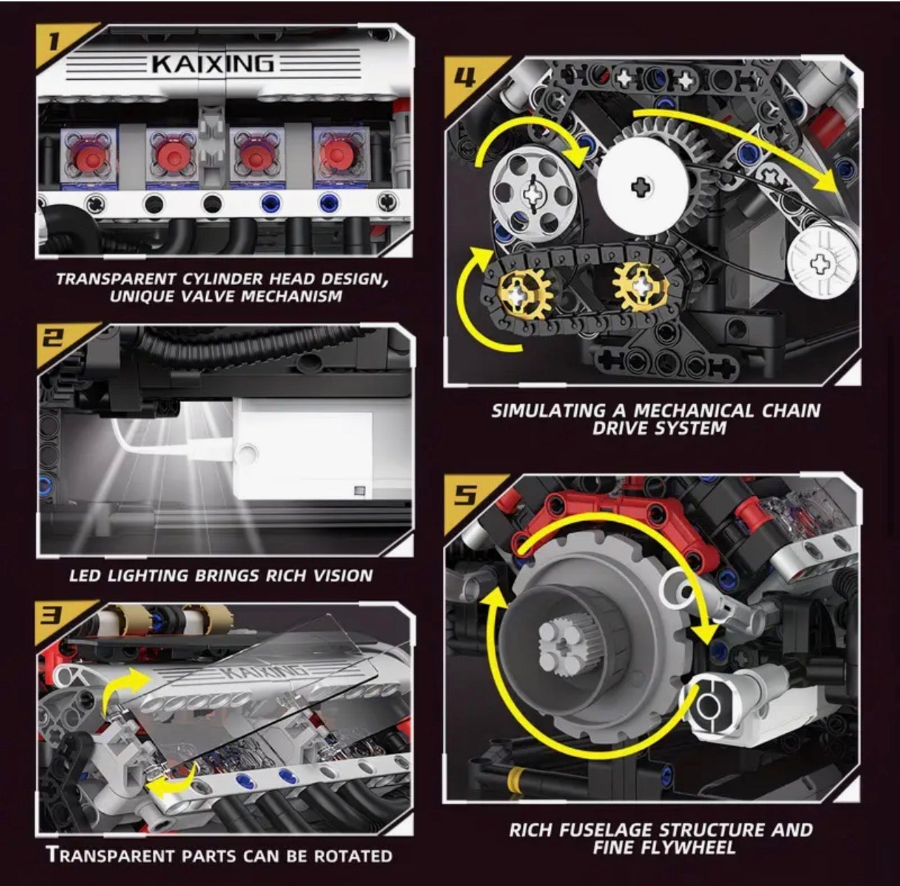 V8 Engine with Electric Motor Building Block Kit