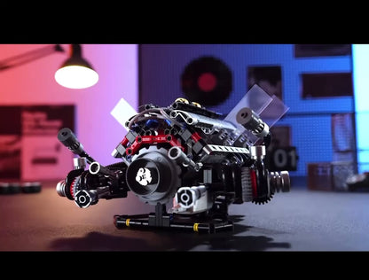 V8 Engine with Electric Motor Building Block Kit